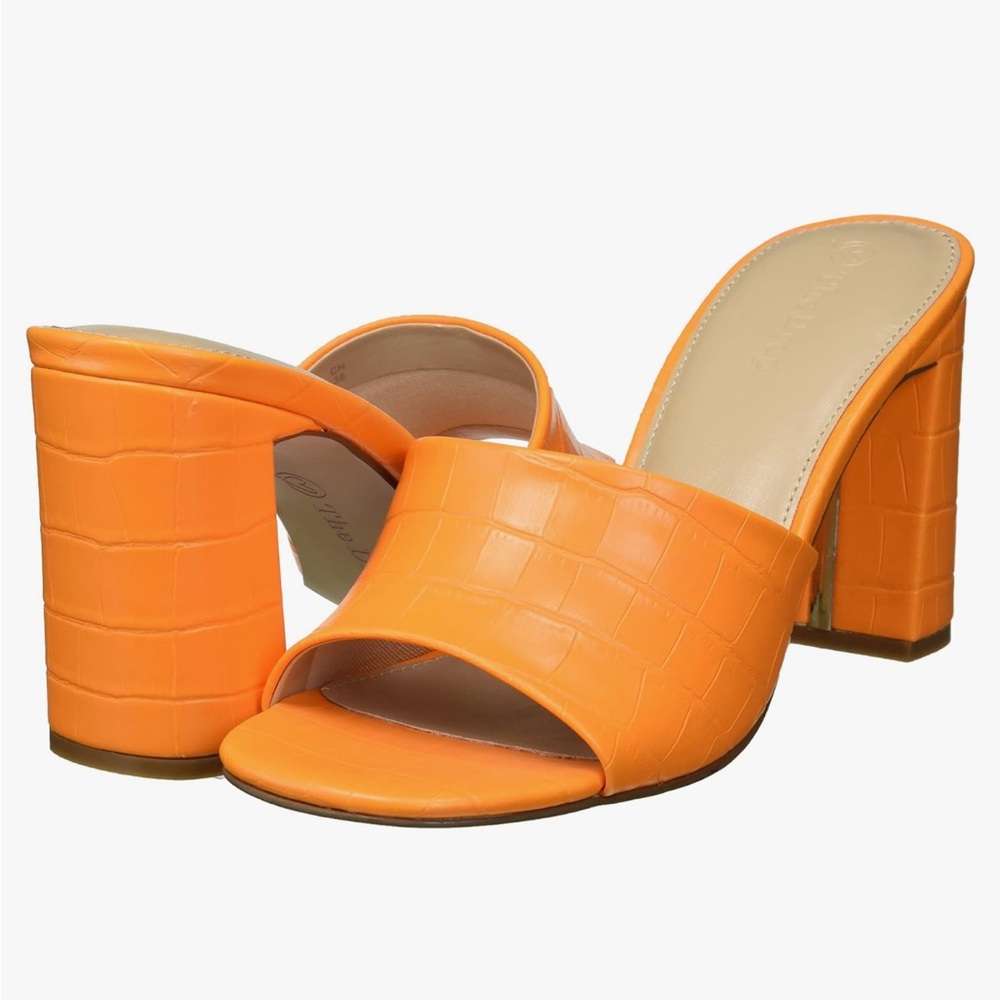 The Drop Orange Chunky Heel Mules - Picture 1 of 8